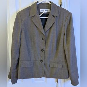 Rena Rowan Blazer women’s sz 18 woven sage & gold (appears taupe) GUC